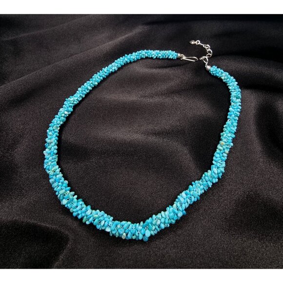 Rare Find Jay King Sterling Silver Genuine Turquoise Necklace With Adjustable - Picture 3 of 5